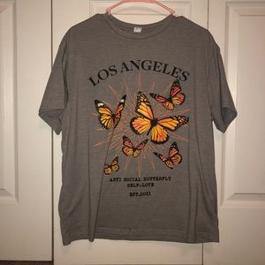 Grey Oversized Shein “Antisocial Butterfly” Shirt size XS